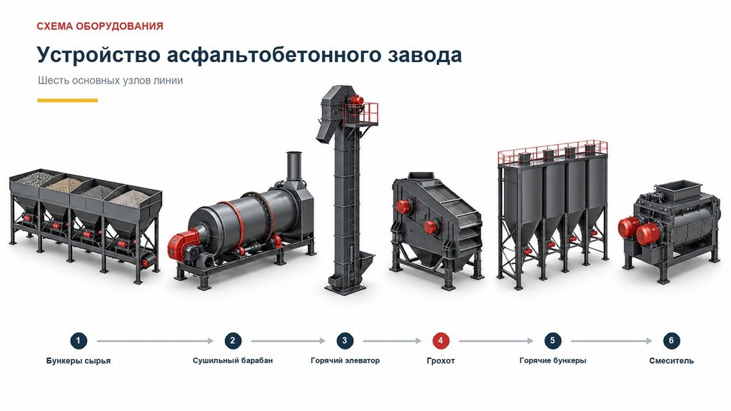 Устройство асфальтобетонного завода и основные узлы